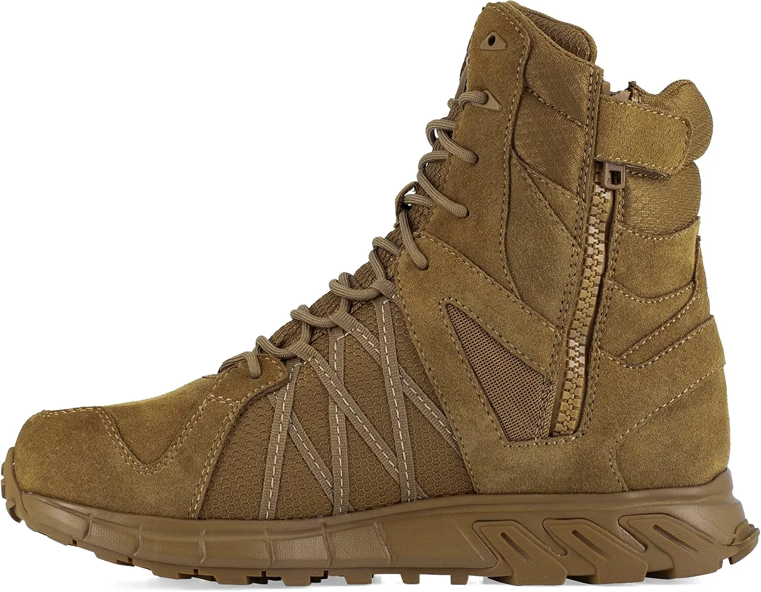 Reebok Men's Rb3461 Trailgrip Safety Toe 8" Waterproof Insulated Tactical Boot with Side Zipper Coyote Military