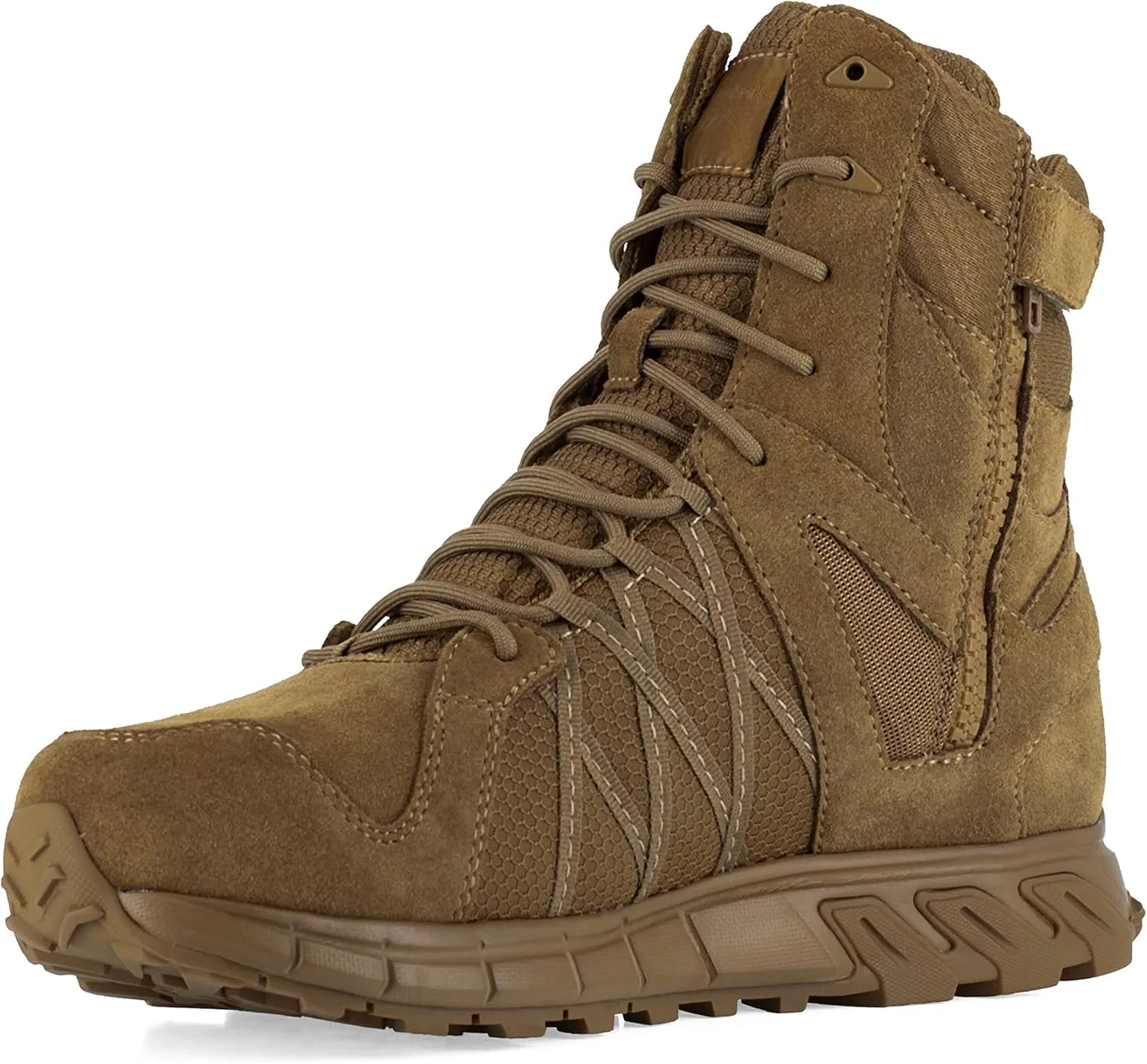 Reebok Men's Rb3461 Trailgrip Safety Toe 8" Waterproof Insulated Tactical Boot with Side Zipper Coyote Military