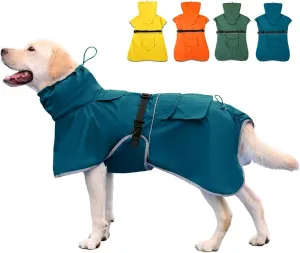 Reflective Dog Raincoat Waterproof Adjustable Dog Hooded Poncho Raincoat for Medium Large Dogs, Lightweight Pet Rain Jacket(Blue, 4XL)