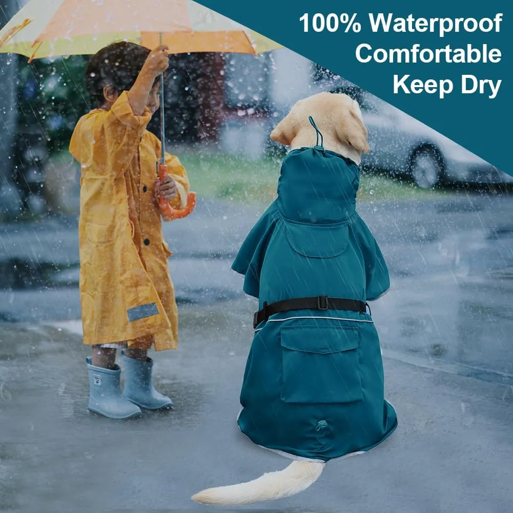 Reflective Dog Raincoat Waterproof Adjustable Dog Hooded Poncho Raincoat for Medium Large Dogs, Lightweight Pet Rain Jacket(Blue, 4XL)