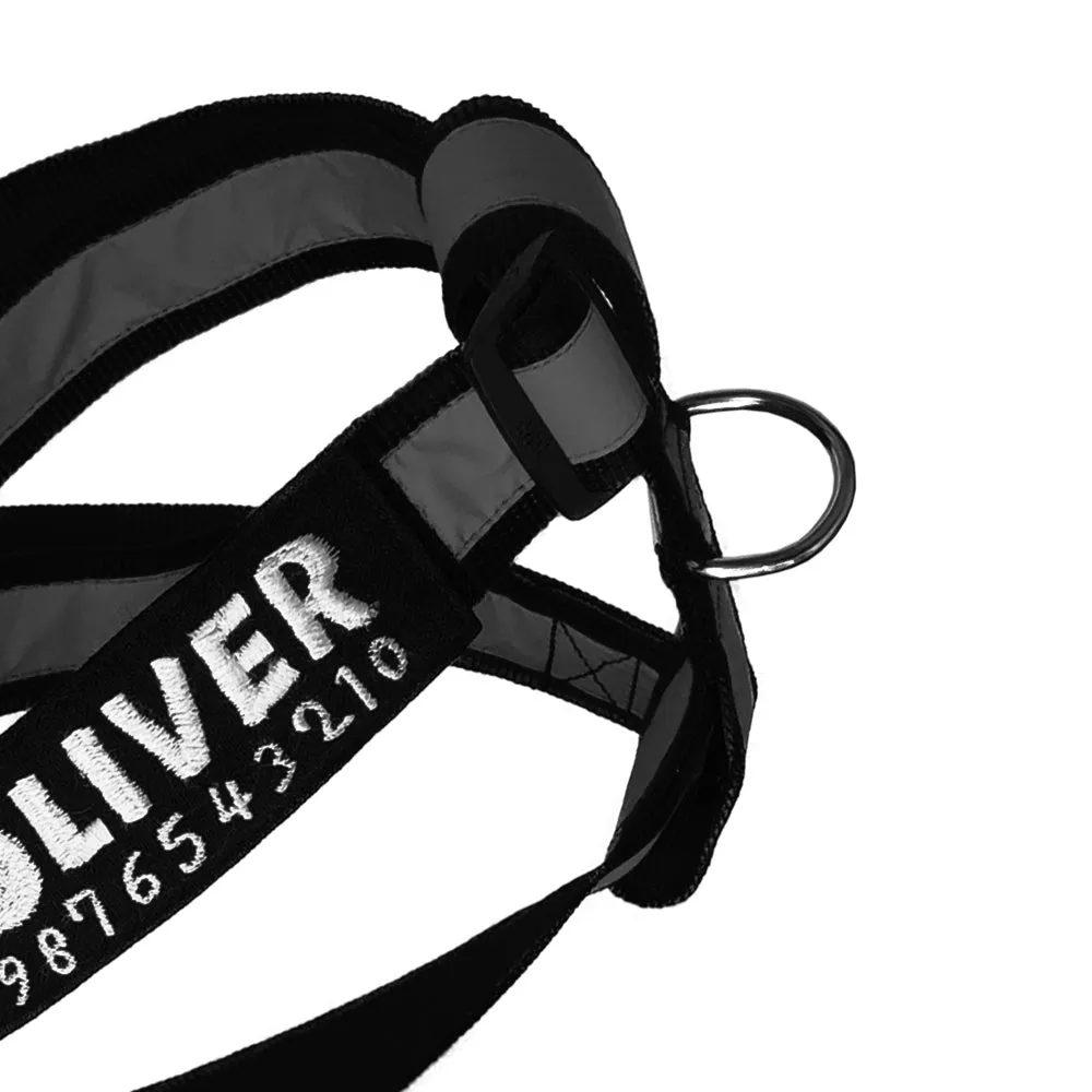 Reflectors - An Easy Walk & Step In Harness with Name Patch | Black