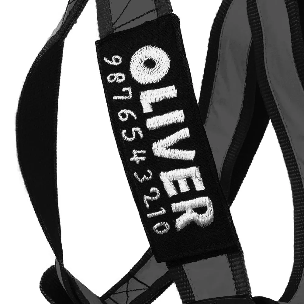 Reflectors - An Easy Walk & Step In Harness with Name Patch | Black