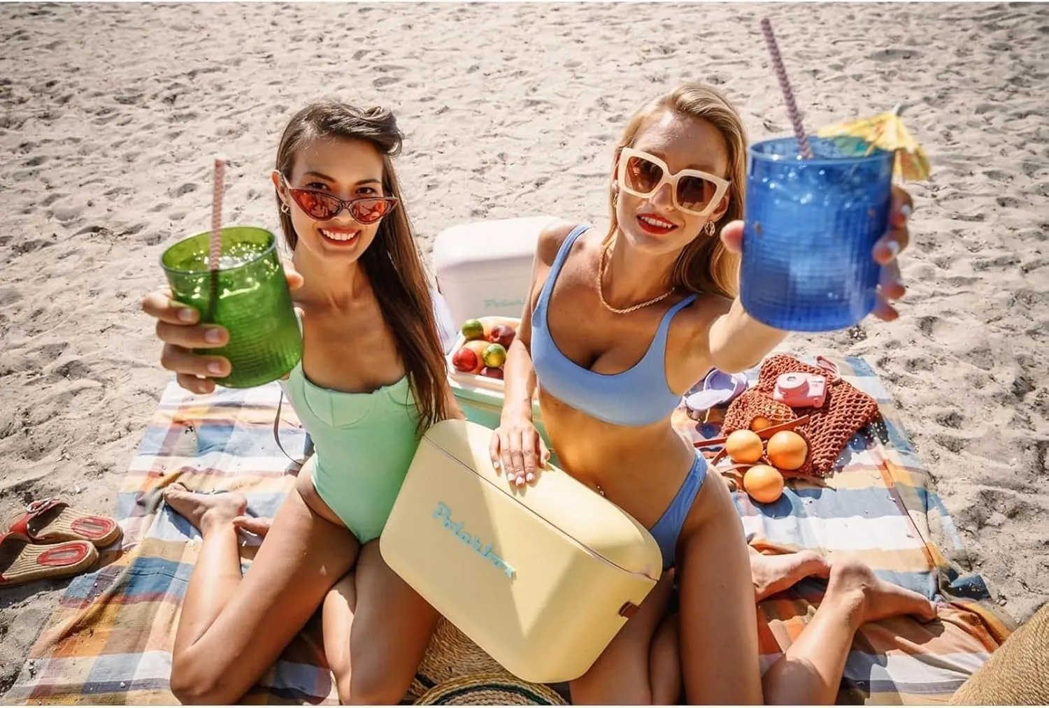 Retro Beach Cooler Vintage Picnic Lunch Box Bag Portable Cooler Travel Camping Hiking 90s Style Ice Chest