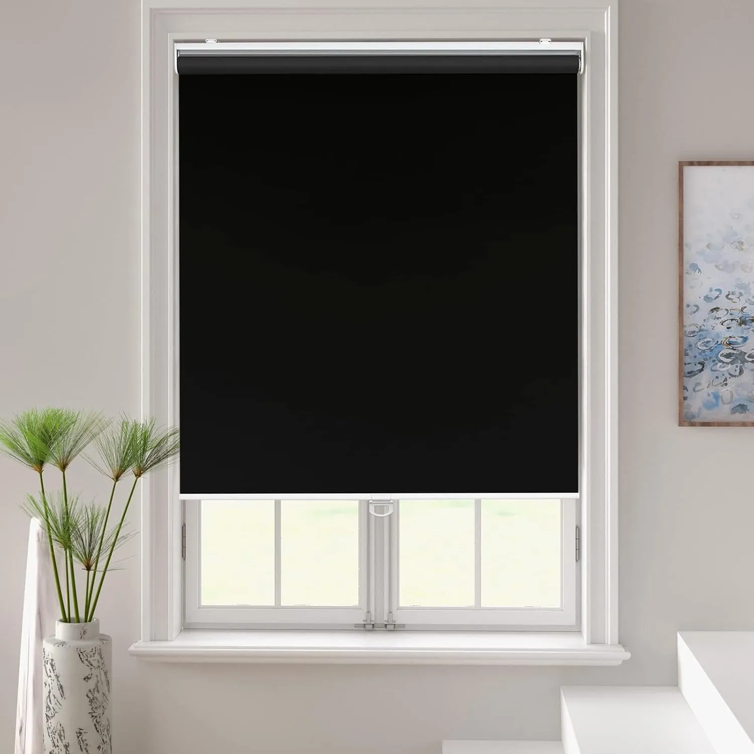 Roller Window Shades Blackout Blinds for Windows Cordless Bedroom Shade Room Darkening Shades Door Blinds with Thermal Insulated Easy to Install for Home，Office，Bathroom W22xL72 Black