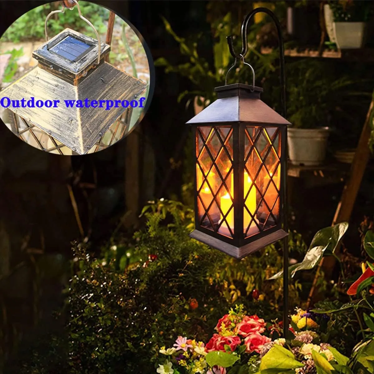 RoyaleGlow All Weather Garden Hanging Lantern - Solar Powered