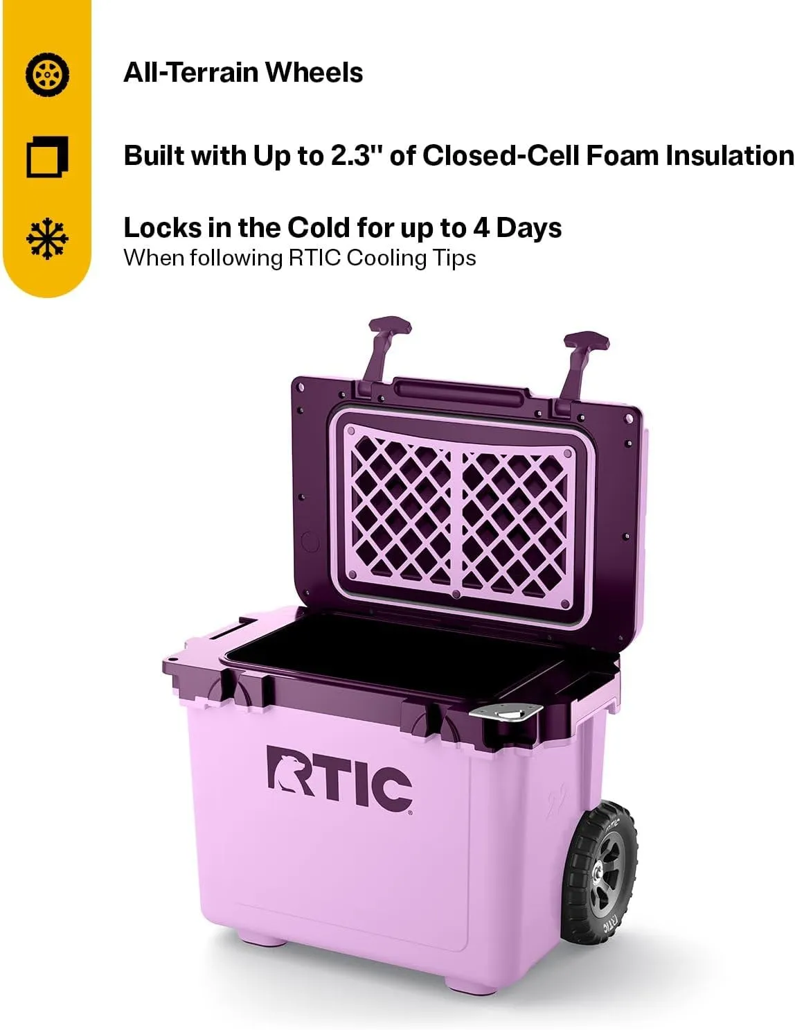 RTIC 22 QT Ultra-Light Wheeled Cooler with Handle, Hard Insulated Portable Ice Chest Box for Beach, Drink, Beverage, Camping, Picnic, Fishing, Boat, Barbecue