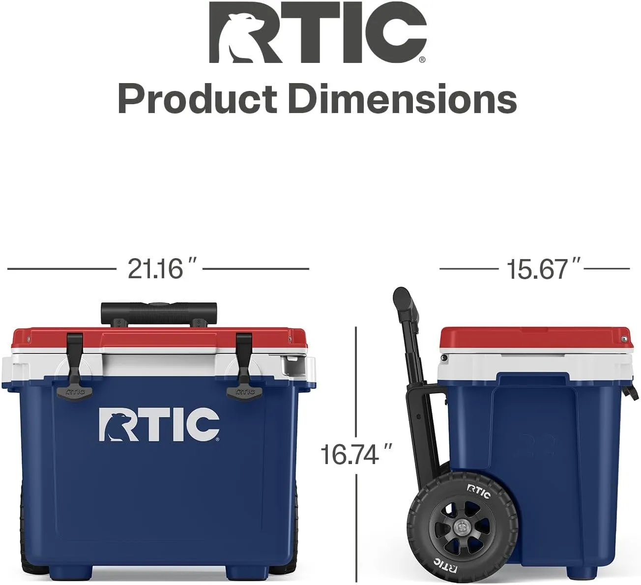 RTIC 22 QT Ultra-Light Wheeled Cooler with Handle, Hard Insulated Portable Ice Chest Box for Beach, Drink, Beverage, Camping, Picnic, Fishing, Boat, Barbecue