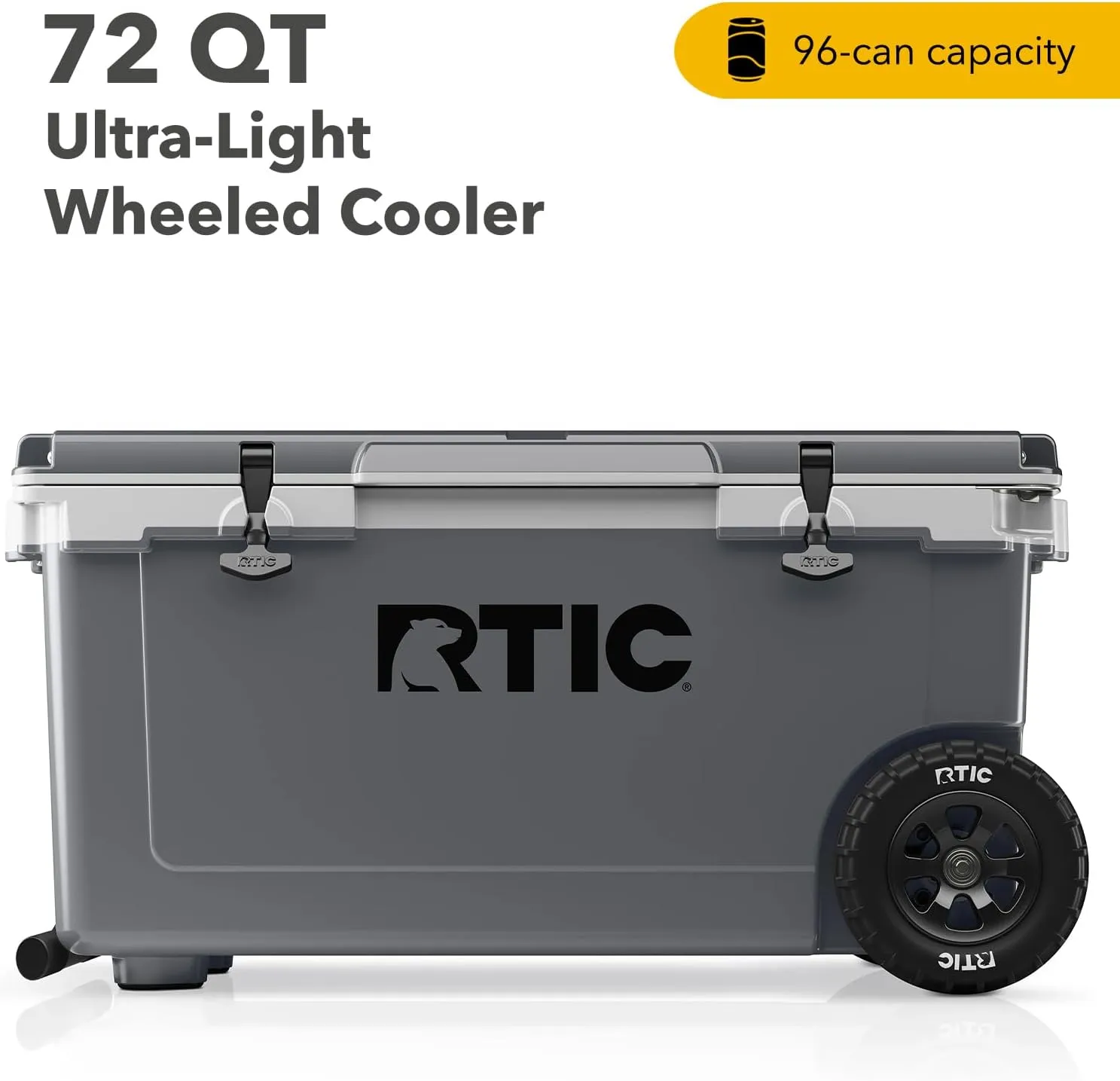 RTIC 72 Quart Ultra-Light Wheeled Cooler Hard Insulated Portable Ice Chest Box for Beach, Drink, Beverage, Camping, Picnic, Fishing, Boat, Barbecue, 30% Lighter Than Rotomolded Coolers