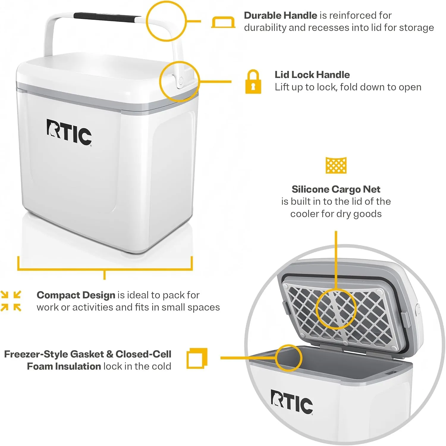 RTIC 8 QT Road Trip Personal Cooler, Small, Compact, Insulated, Portable Ice Chest Box for Food, Drink, Beverage, Beach, Camping, Picnic, Fishing, Boat, 12-Can Capacity