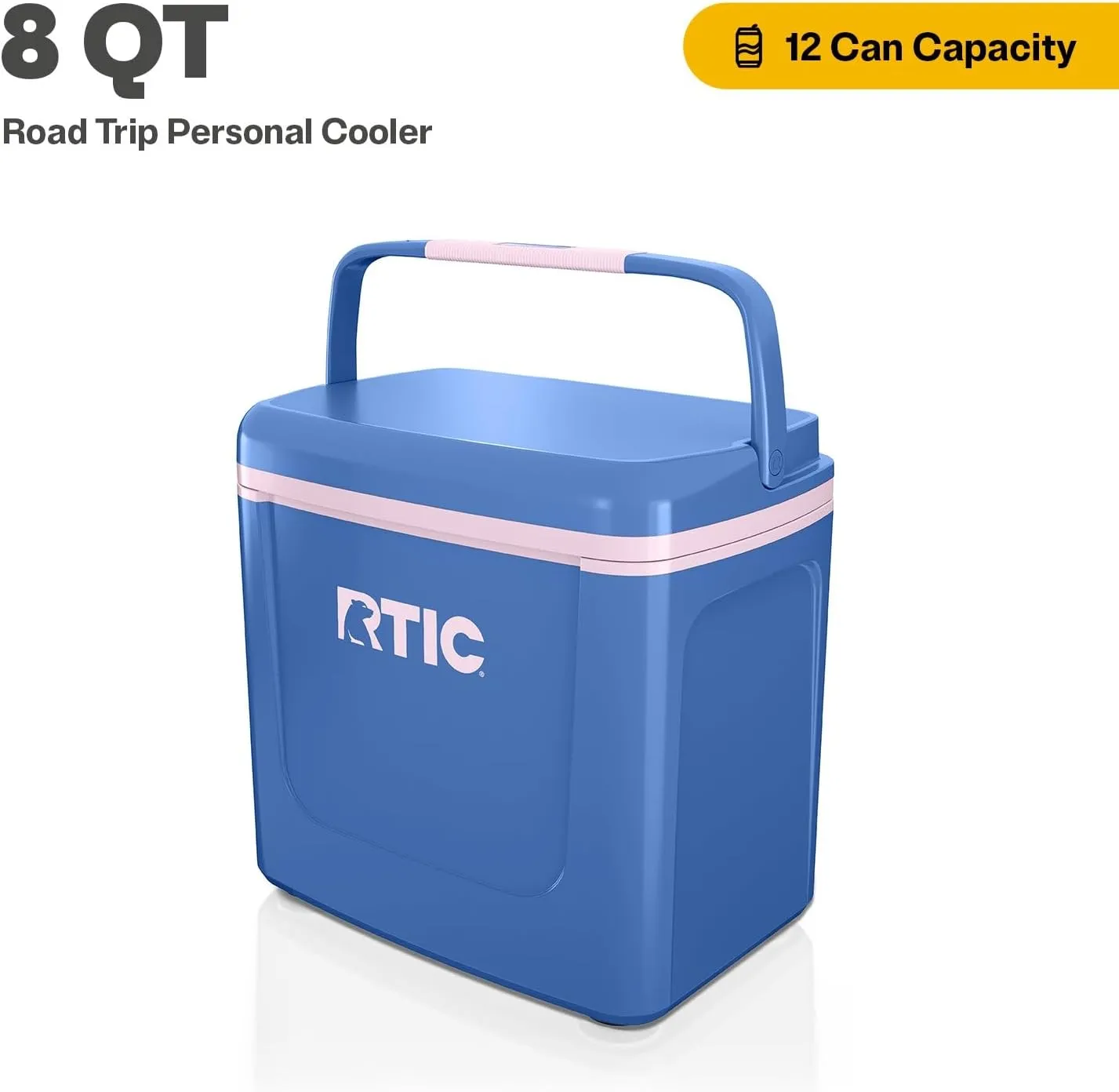 RTIC 8 QT Road Trip Personal Cooler, Small, Compact, Insulated, Portable Ice Chest Box for Food, Drink, Beverage, Beach, Camping, Picnic, Fishing, Boat, 12-Can Capacity