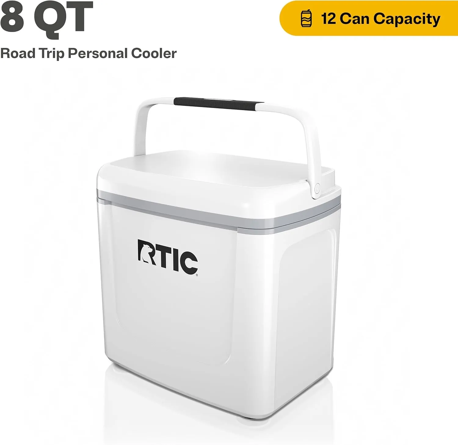 RTIC 8 QT Road Trip Personal Cooler, Small, Compact, Insulated, Portable Ice Chest Box for Food, Drink, Beverage, Beach, Camping, Picnic, Fishing, Boat, 12-Can Capacity