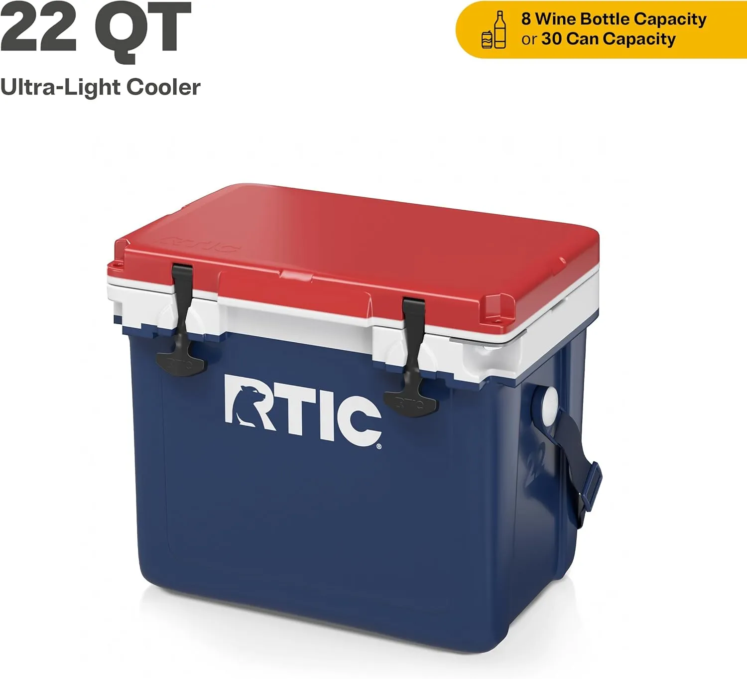 RTIC Ultra-Light 22 Quart Hard Cooler Insulated Portable Ice Chest Box for Drink, Beverage, Beach, Camping, Picnic, Fishing, Boat, Barbecue, 30% Lighter Than Rotomolded Coolers