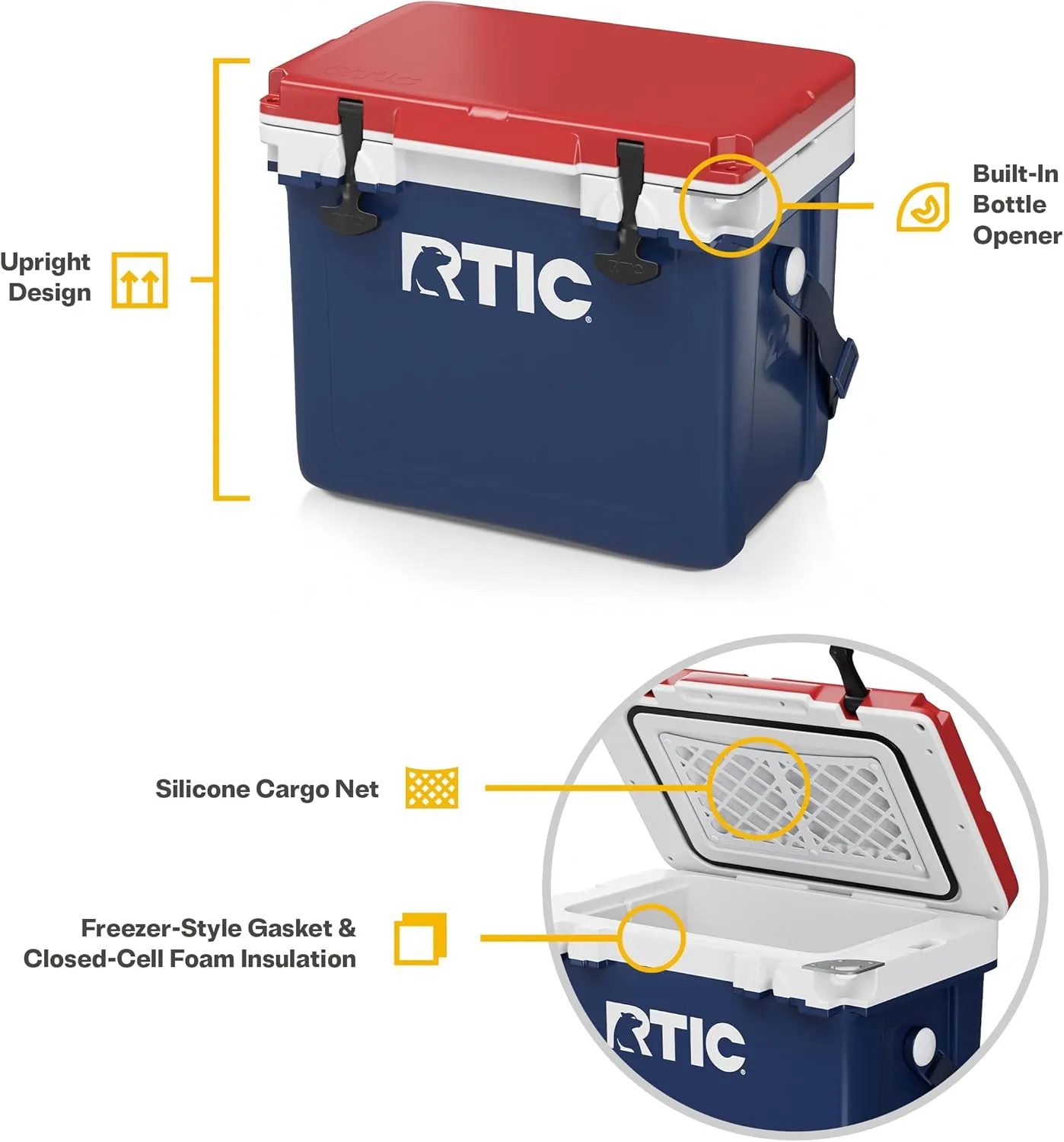 RTIC Ultra-Light 22 Quart Hard Cooler Insulated Portable Ice Chest Box for Drink, Beverage, Beach, Camping, Picnic, Fishing, Boat, Barbecue, 30% Lighter Than Rotomolded Coolers
