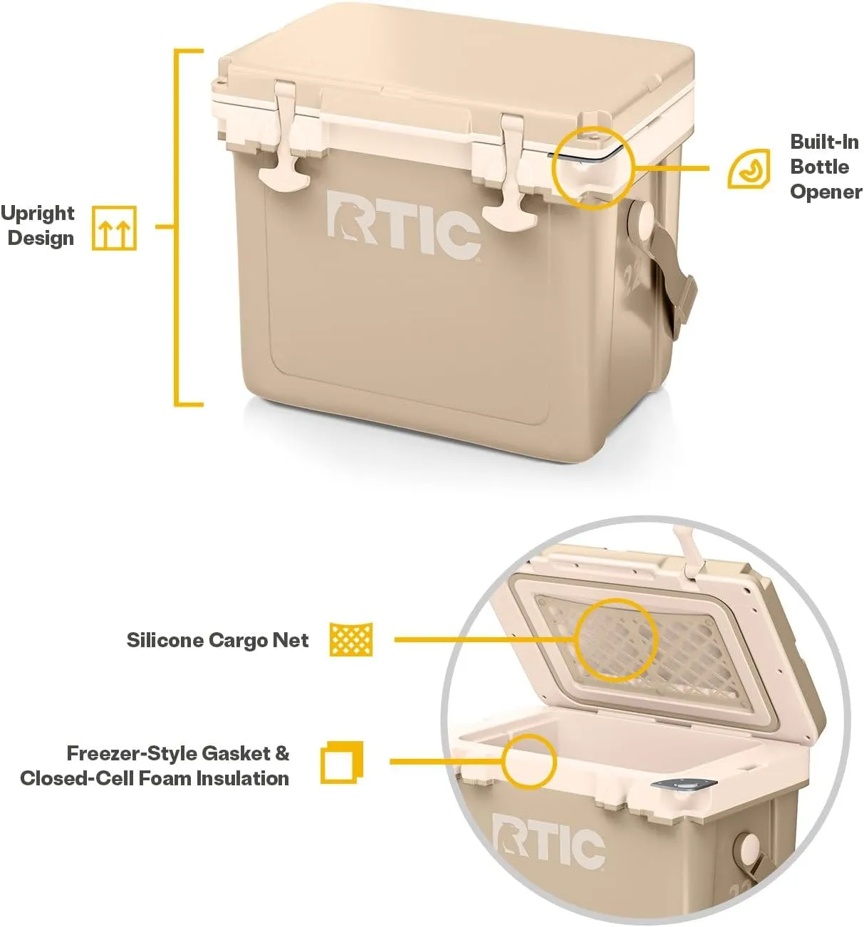 RTIC Ultra-Light 22 Quart Hard Cooler Insulated Portable Ice Chest Box for Drink, Beverage, Beach, Camping, Picnic, Fishing, Boat, Barbecue, 30% Lighter Than Rotomolded Coolers