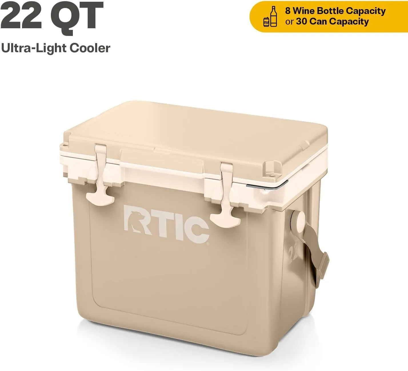 RTIC Ultra-Light 22 Quart Hard Cooler Insulated Portable Ice Chest Box for Drink, Beverage, Beach, Camping, Picnic, Fishing, Boat, Barbecue, 30% Lighter Than Rotomolded Coolers