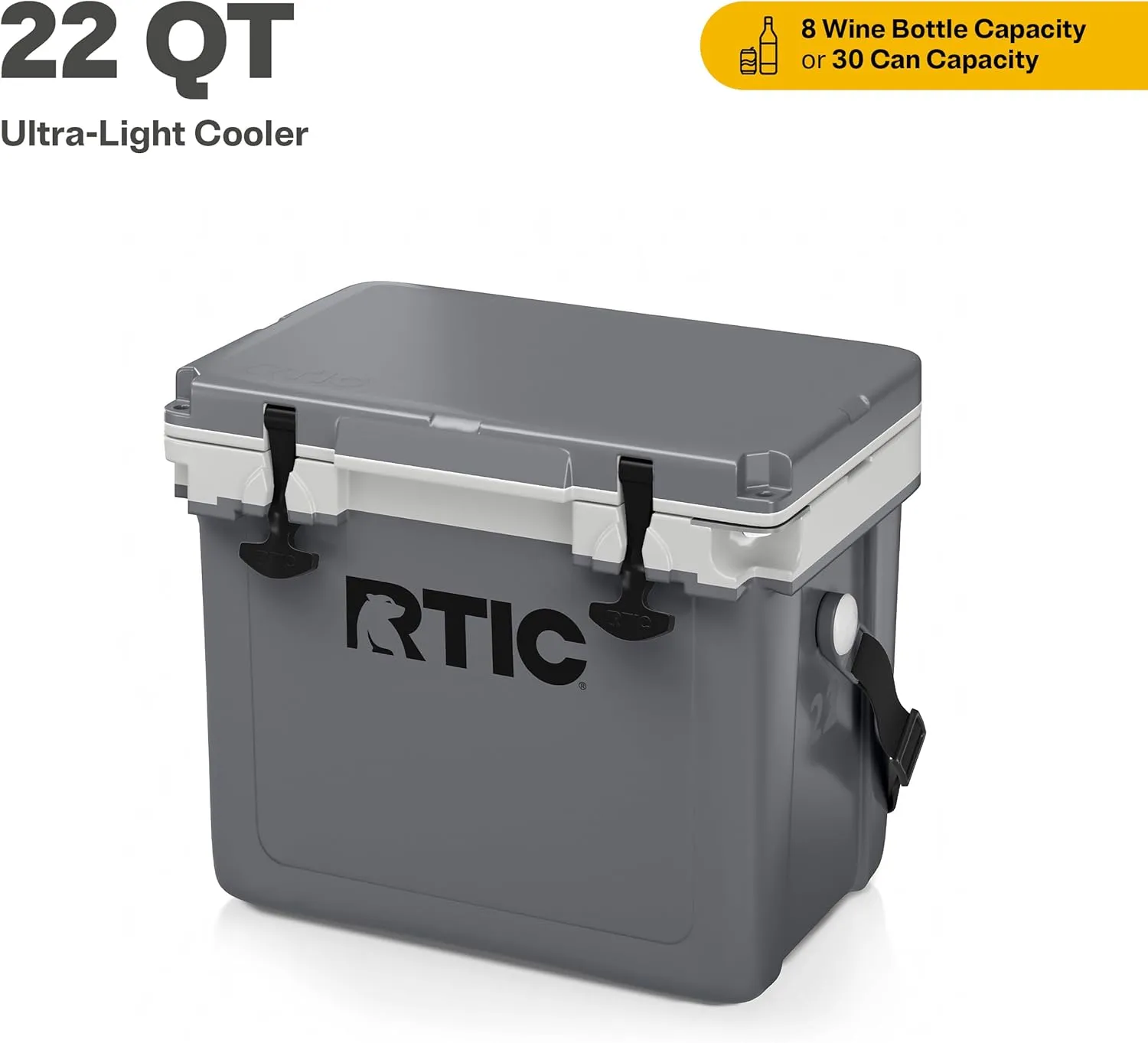 RTIC Ultra-Light 22 Quart Hard Cooler Insulated Portable Ice Chest Box for Drink, Beverage, Beach, Camping, Picnic, Fishing, Boat, Barbecue, 30% Lighter Than Rotomolded Coolers