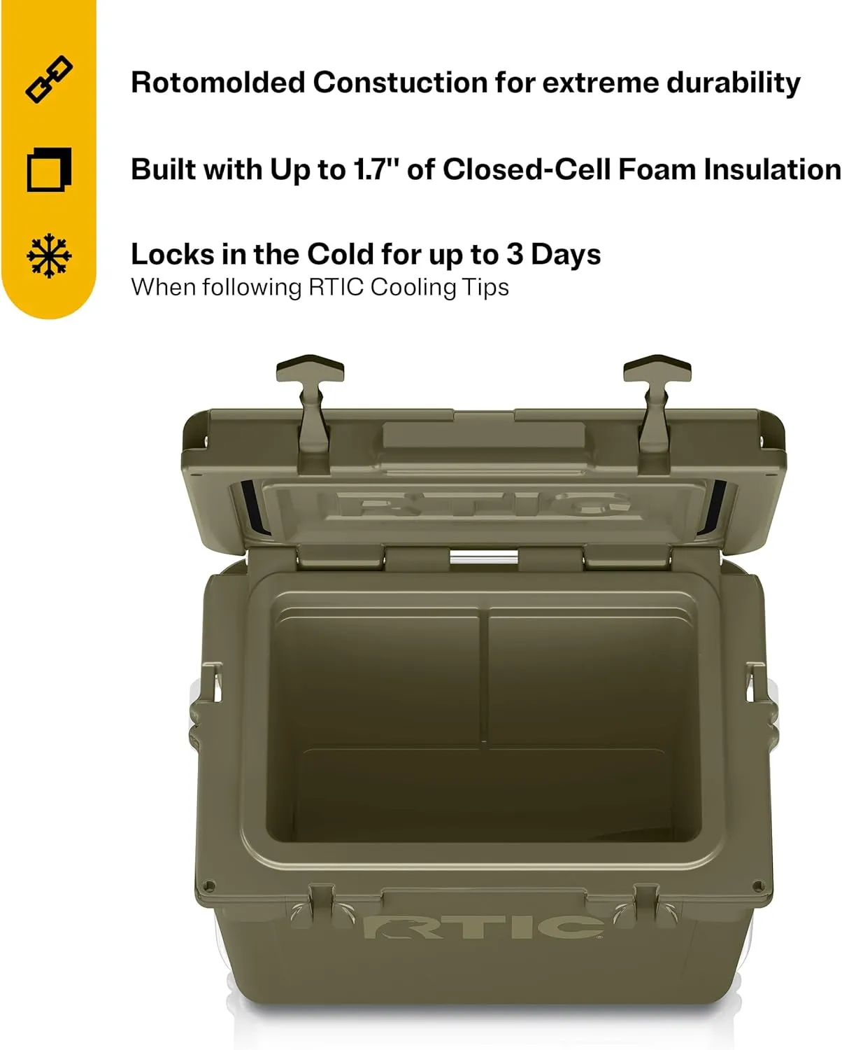 RTIC Ultra-Tough Cooler, Hard Insulated Ice Chest Box for Beach, Drink, Beverage, Camping, Picnic, Fishing, Boat, Barbecue