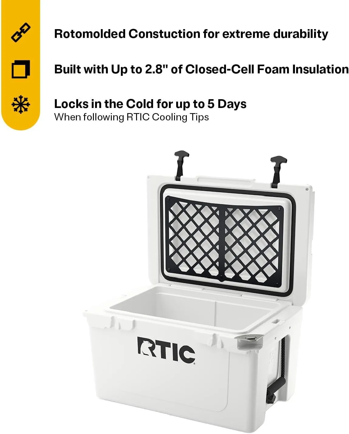 RTIC Ultra-Tough Cooler Hard Insulated Portable Ice Chest Box for Beach, Drink, Beverage, Camping, Picnic, Fishing, Boat, Barbecue