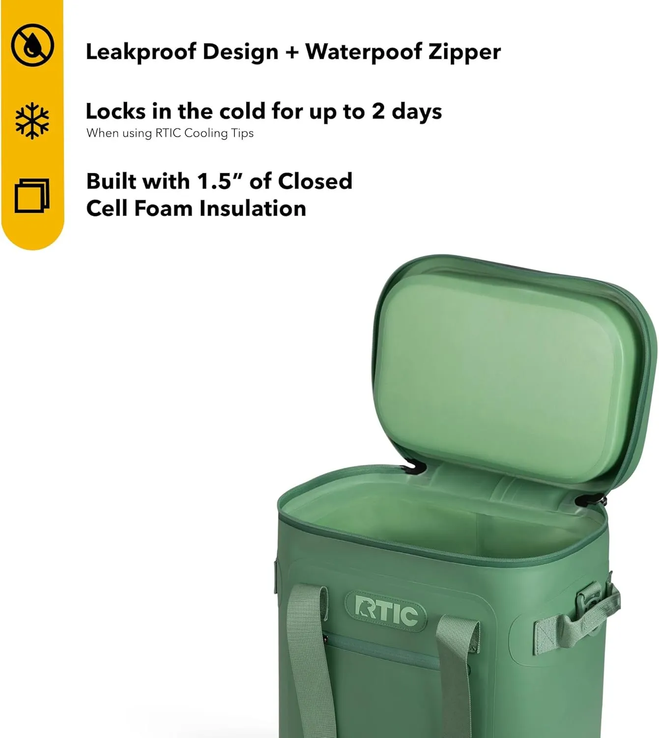 RTIC Ultra-Tough Soft Cooler 20 Can, Insulated Bag Portable Ice Chest Box for Lunch, Beach, Drink, Beverage, Travel, Camping, Picnic, Car, Trips, Floating Cooler Leak-Proof with Zipper