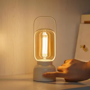 Rynx | Artin-X Retro Wireless Lantern Table Lamp, 40 Hours Long-lasting Dimmable Night Light, Small Rechargeable Battery-powered Light for Cruise Nightstand Travel Lamp Camping Nightstand, Decoration, Gift - White