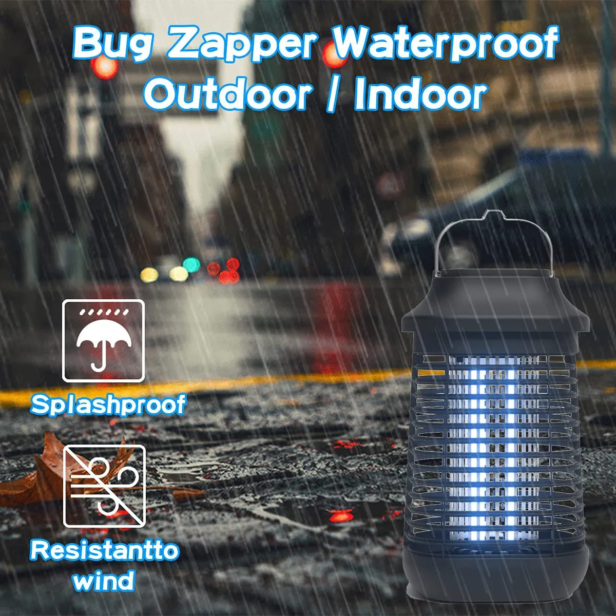 Rynx | Bug Zapper Outdoor/Indoor, 4200V High Performance Waterproof Electronic Mosquito Killer, 15W UVA Mosquito Lamp Bulb, Fly Traps Patio Insect Killer, Catcher Killer for Home, Kitchen, Backyard, Camping