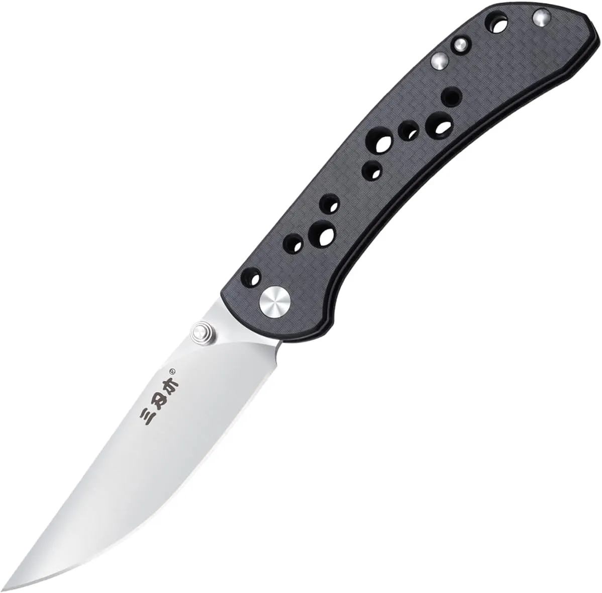 Sanrenmu Folding Pocket Knife for Men, 3.7-inch 12C27 Steel Blade, G10/ Half Carbon Fiber/Aluminum Handle, EDC Sharp Camping Survival Hiking Knife with Pocket Clip (Grey)