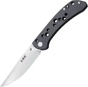 Sanrenmu Folding Pocket Knife for Men, 3.7-inch 12C27 Steel Blade, G10/ Half Carbon Fiber/Aluminum Handle, EDC Sharp Camping Survival Hiking Knife with Pocket Clip (Grey)