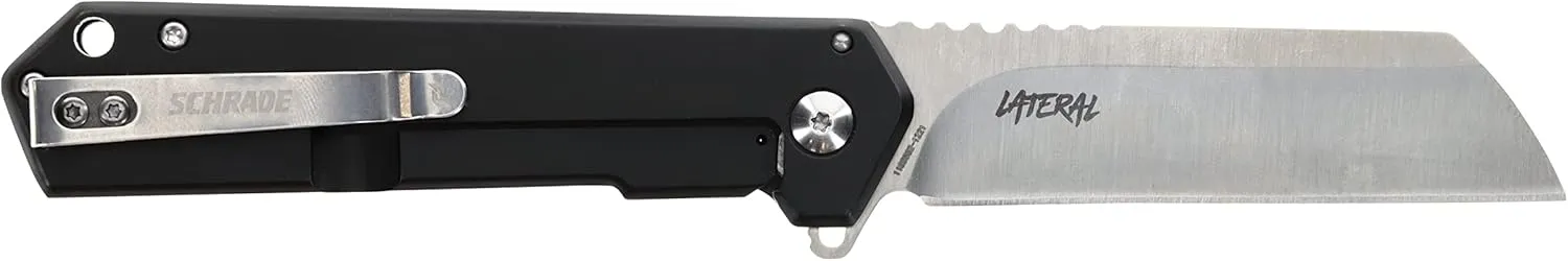 Schrade Lateral Folder with AUS-10 Steel Blade, Frame Lock Design, and G-10 Handles for Everday Carry, EDC