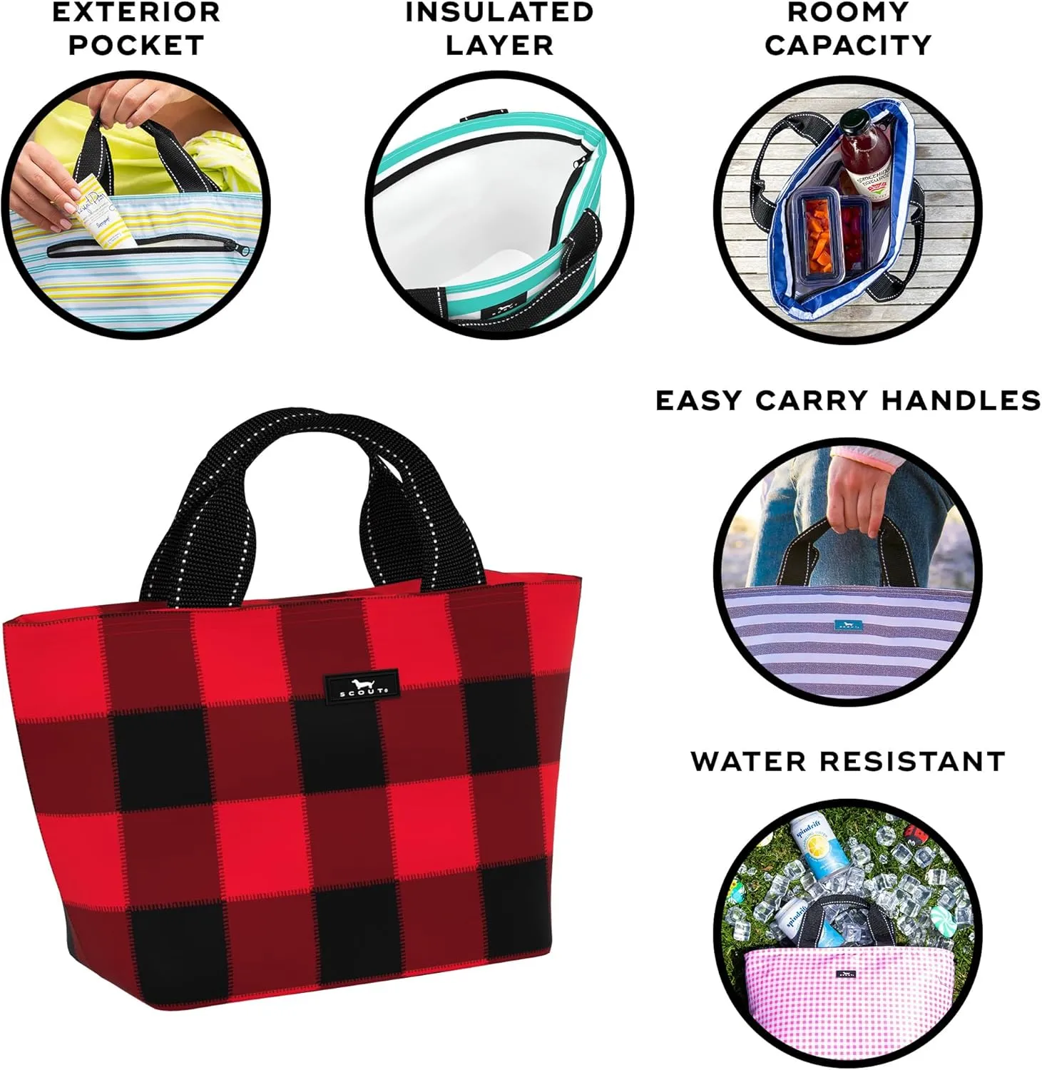 SCOUT Nooner Lunch Box - Lightweight, Insulated Lunch Bag with Outside Zip Pocket, Cooler For Women - Everyday, Beach Cooler