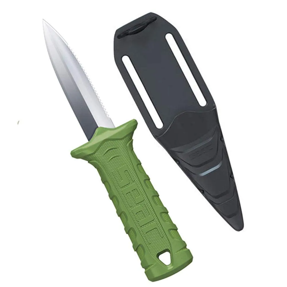 SEAC Samurai, Diving Knife with Safe Holster and Velcro Strap, Small, Green