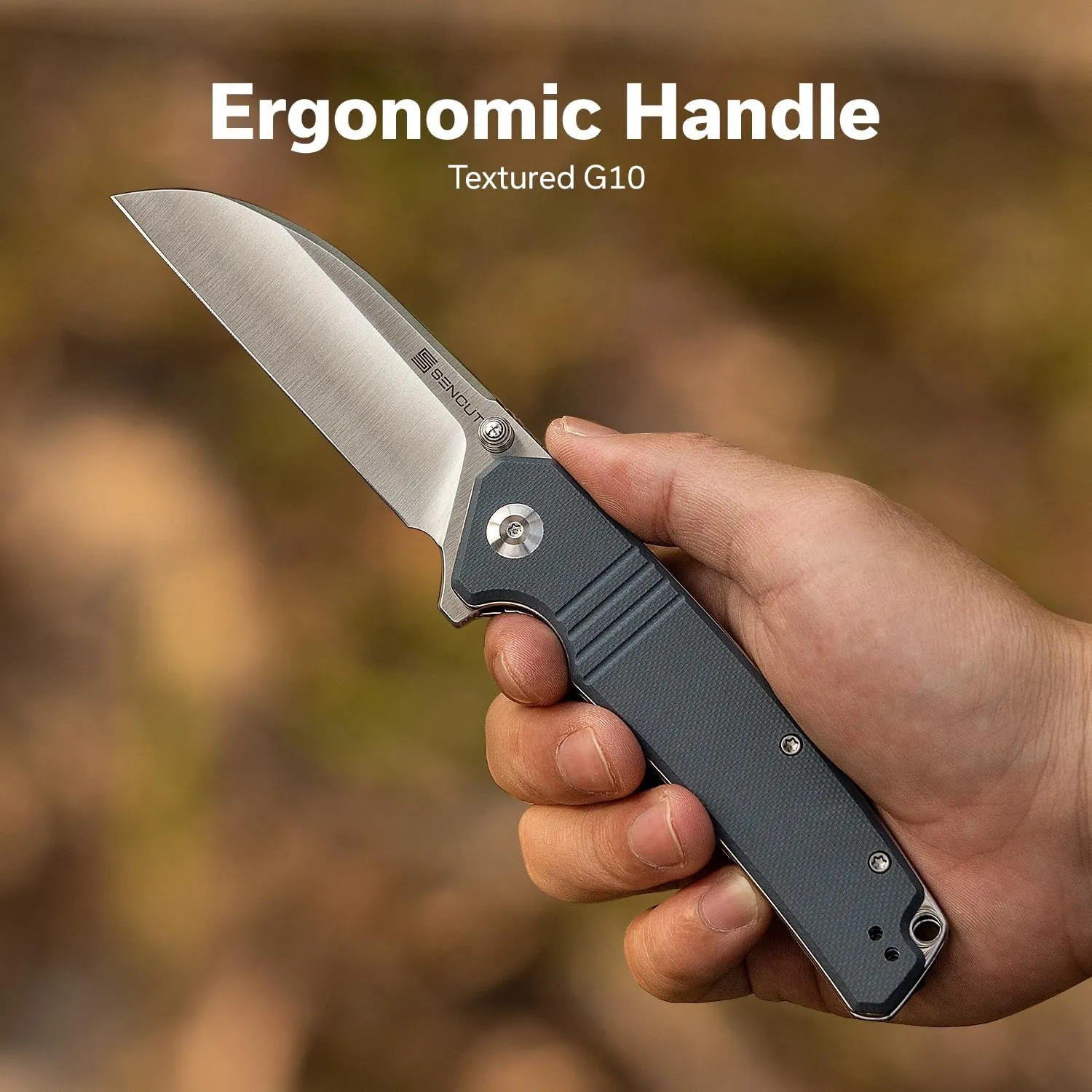 SENCUT Awassi Folding Pocket Knife, EDC Knife with 3.46'' 9Cr18MoV Blade & G10 Handle, Gift for Men Women Camping Hiking S24065-2 (Blue)