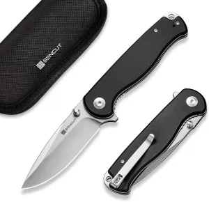 SENCUT Errant Pocket Knife, Camping Folding Knife with Micarta Handle and 3.45" 9Cr18MoV Blade, EDC Knife for Outdoor Work S23054B-3(Black)