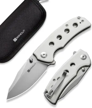SENCUT Excalis Folding Pocket Knife, EDC Knife with 2.97" Blade & G10 Handle Camping Knife with Reversible Clip for Outdoor Men Women Gifts (White)