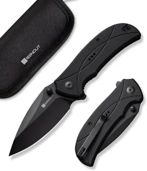 SENCUT Hyrax Pocket Knife for EDC, Folding Knife with 3.3" Blade & G10 Handle, Reversible Clip for Outdoor Camping Hiking Men Women (Black)