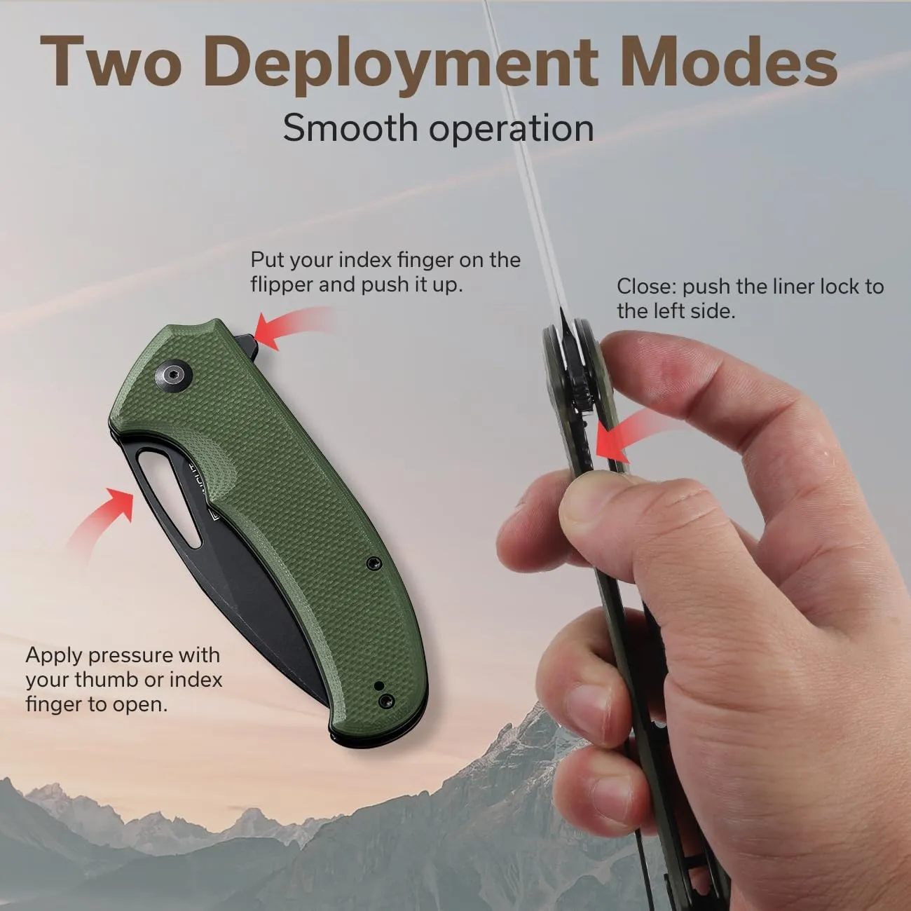 SENCUT Phantara Pocket Knife for Men, Flipper knife for EDC, Folding Knives with 3.7" blade, G10 Handle with Liner Lock, Utility knives for Camping Hunting Gift S23014-3 (Green)