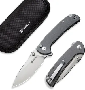SENCUT Pulsewave Button Lock Knife for EDC, Folding Pocket knife with Gray G10 Handle and 3.45" 9Cr18MoV Blade, Outdoor Gift for Men and Women S23032-2