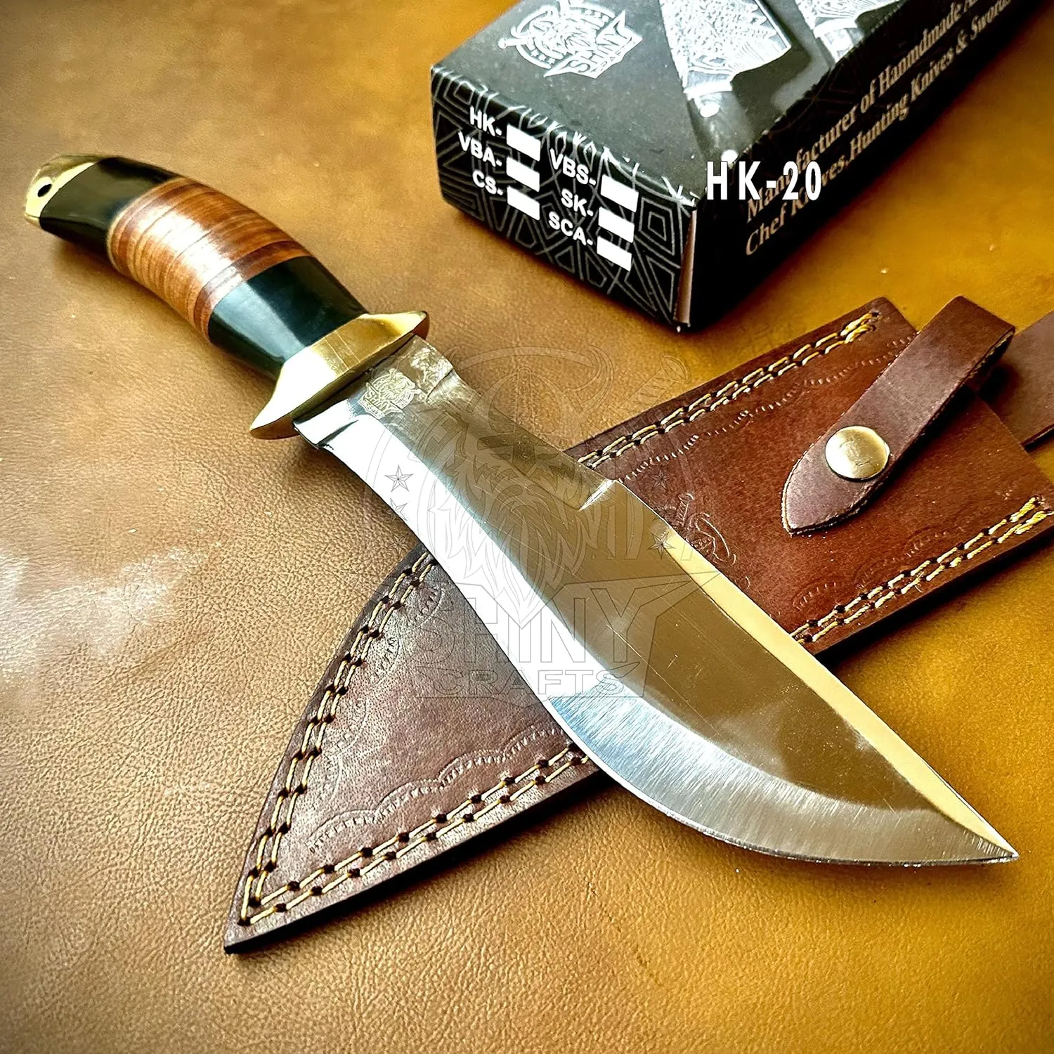 SHINY CRAFTS | 13" Large Handmade Forged Razorback Knife, Fixed Blade Knife, Full Tang Bowie Knife, Hunting Knife, Camping Knife, Knife with Premium Leather Sheath (HK-20)