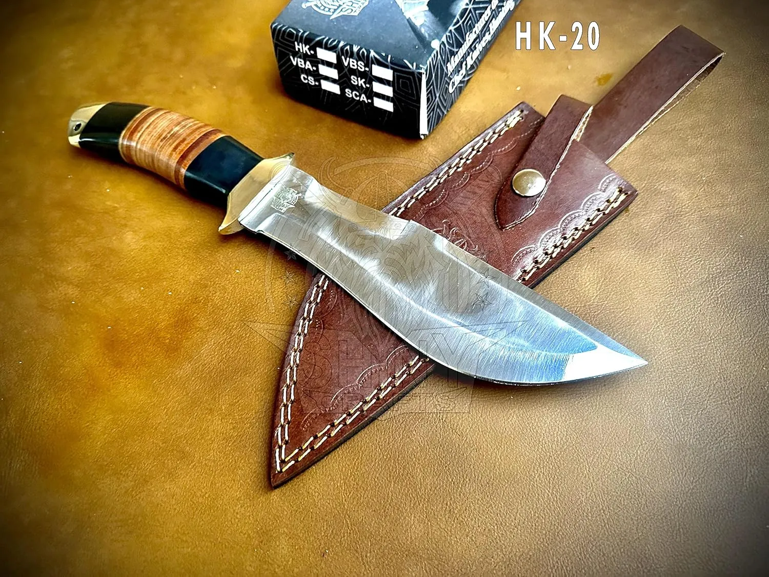 SHINY CRAFTS | 13" Large Handmade Forged Razorback Knife, Fixed Blade Knife, Full Tang Bowie Knife, Hunting Knife, Camping Knife, Knife with Premium Leather Sheath (HK-20)