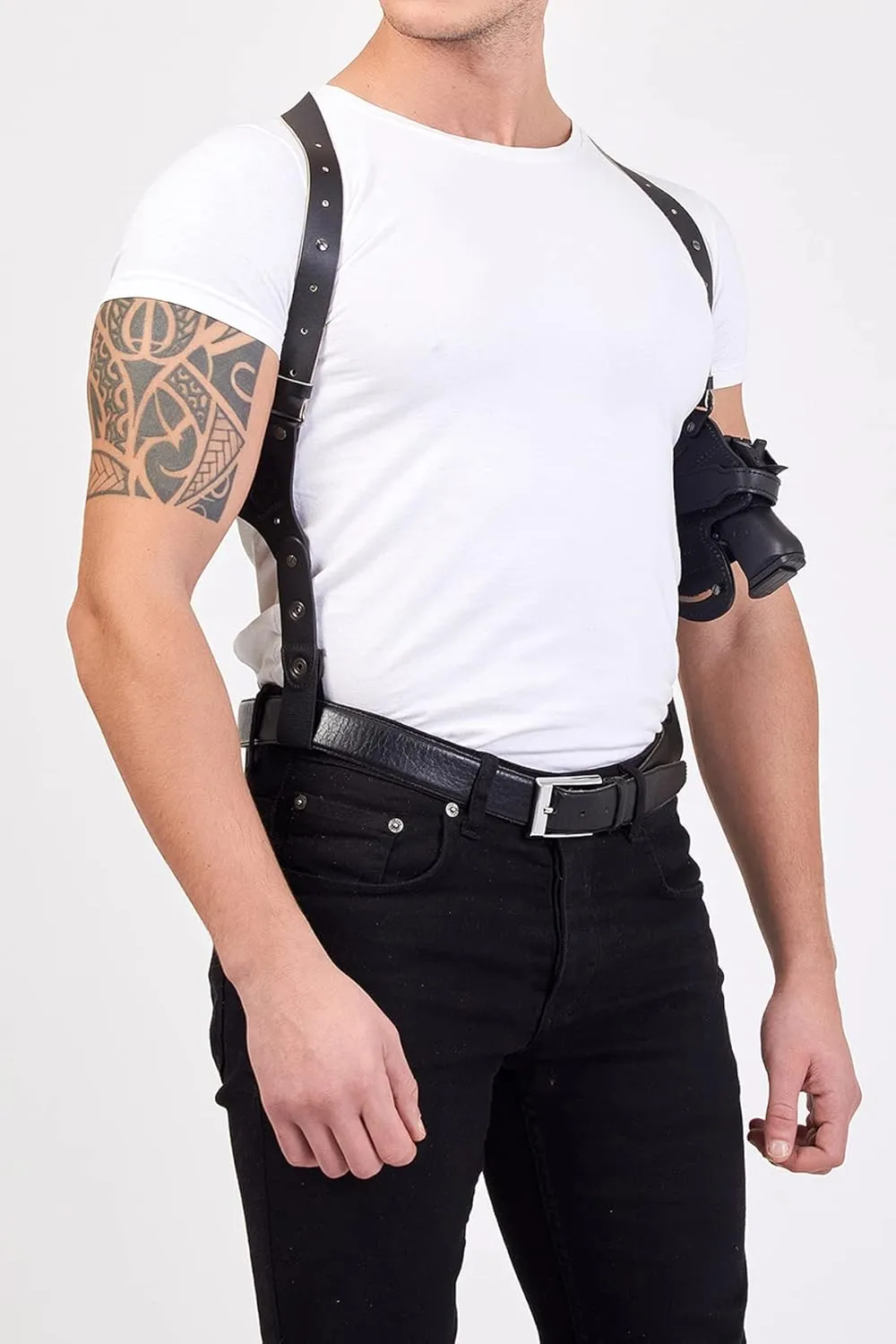Shoulder Holsters, Leather Vertical and Horizontal Shoulder & Belt Adjustable Concealed Carry Holster, Fits Glock 17 19 22 23 26 27