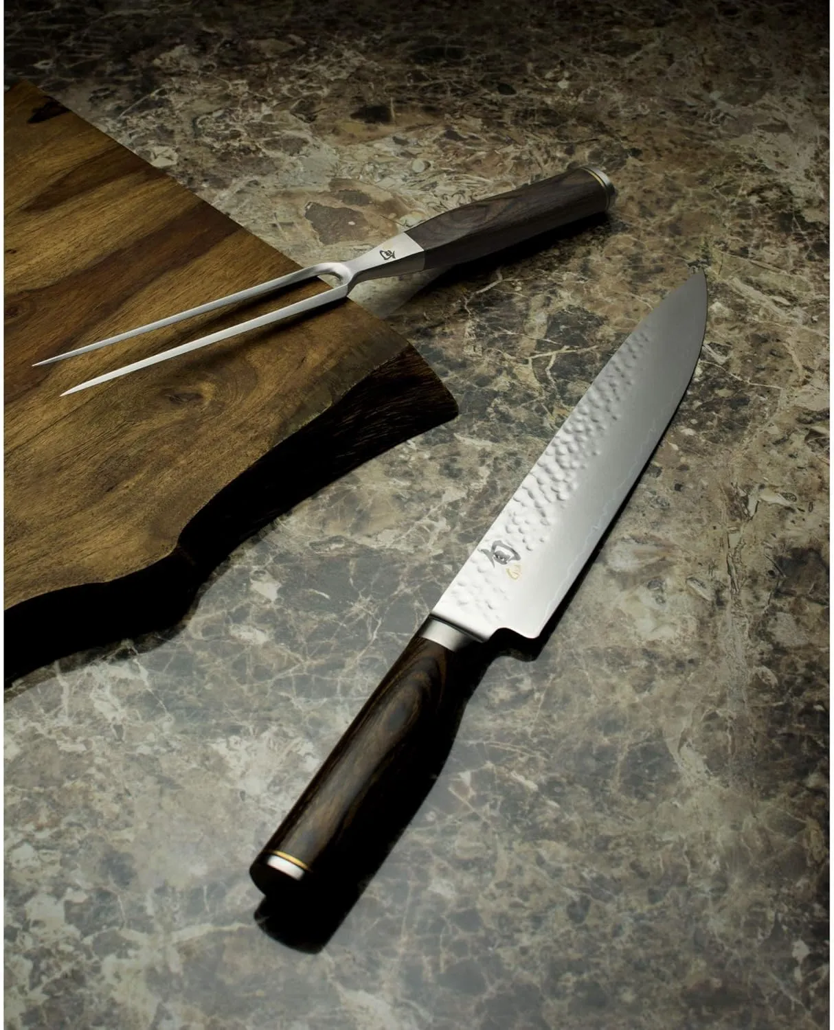 Shun Premier 2 Piece Carving Set, Includes 9.5" Premier Slicing Knife and Carving Fork, Handcrafted Japanese Knife Set, VG-MAX Core with Damascus Stainless Steel Cladding, Pakkawood Handle