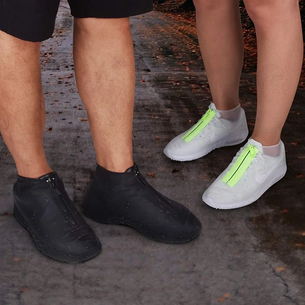 Silicone Waterproof Shoe Covers, Upgrade Reusable Overshoes with Zipper, Resistant Rain Boots Non-Slip Washable Protection for Women, Men (XL (Women 11-13, Men 9.5-13), White)
