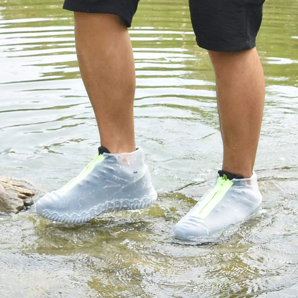 Silicone Waterproof Shoe Covers, Upgrade Reusable Overshoes with Zipper, Resistant Rain Boots Non-Slip Washable Protection for Women, Men (XL (Women 11-13, Men 9.5-13), White)
