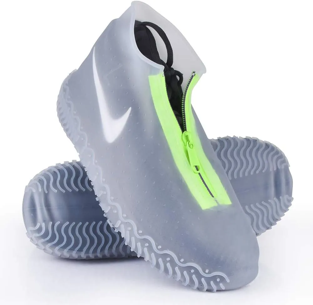 Silicone Waterproof Shoe Covers, Upgrade Reusable Overshoes with Zipper, Resistant Rain Boots Non-Slip Washable Protection for Women, Men (XL (Women 11-13, Men 9.5-13), White)