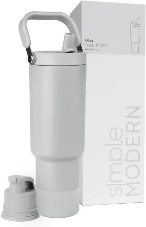Simple Modern Trek Pivot | 40oz Flip Straw Tumbler with Handle | Water Bottle & Boot | Interchangeable Straw & Chug Lids | Insulated Stainless Steel Jug | Gym Sports Outdoors | Ice Gray