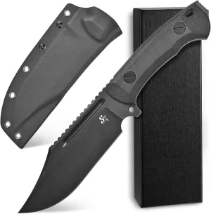 Sitivien ST20 Fixed Blade Knife 8MM Thick N690 Stainless Steel Blade Full Tang G10 Handle EDC Fixed Knifes for Outdoor Working Camping Hunting(Black)