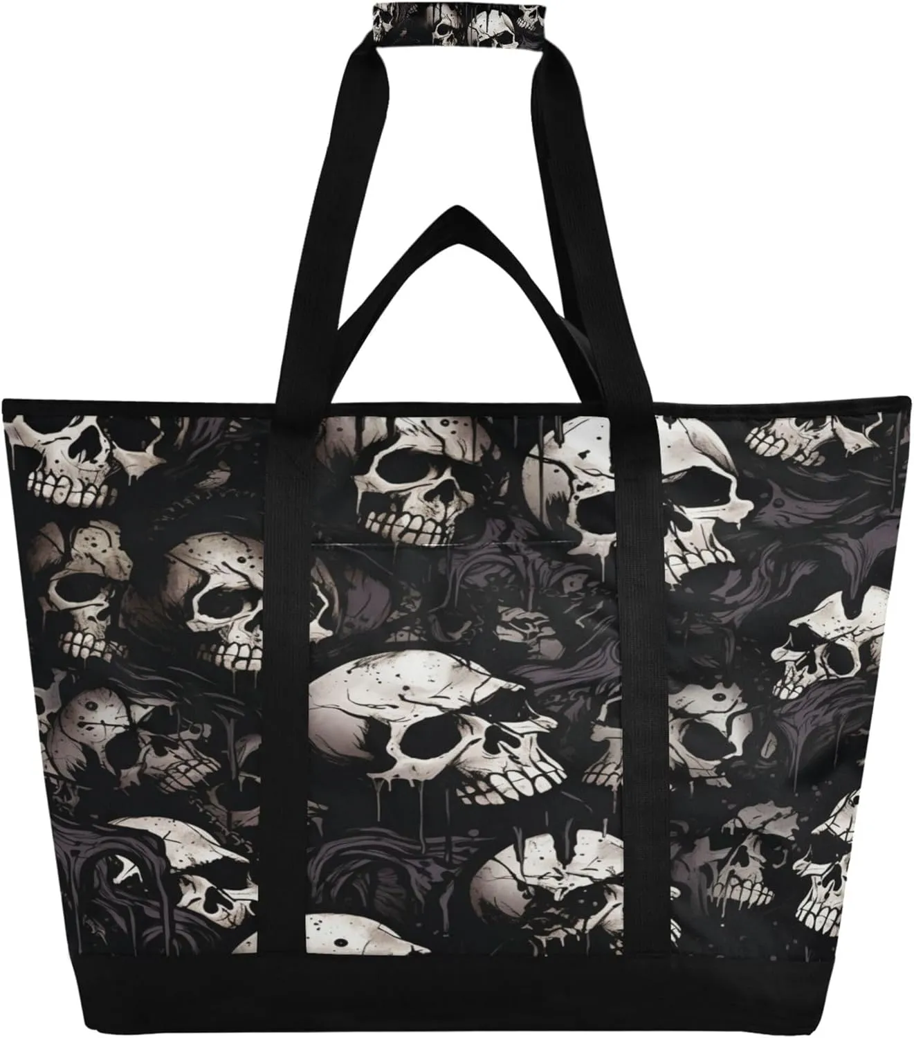 Skeleton Reusable Insulated Cooler Bag with Ice Pack Compartment - Large 47L Waterproof Thermal Grocery Tote for Picnic Beach Camping Lunch Storage