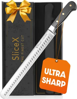 SliceX Brisket Slicing Knife – 12" Brisket Knife, BBQ, Grilling Gifts For Men – Razor Sharp German Steel, Full Tang, Ergonomic Handle