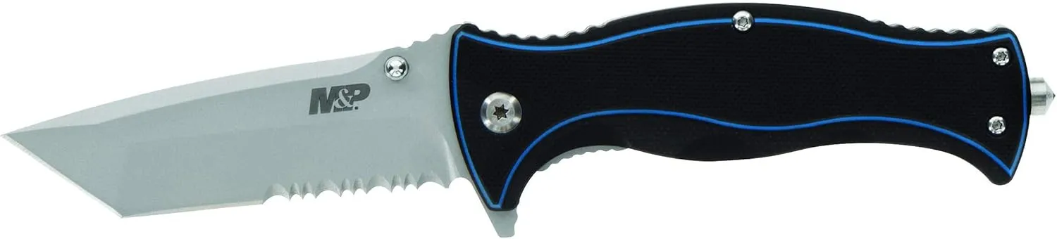Smith & Wesson M&P Officer 7.25in High Carbon S.S. Ultra Glide Folding Knife with 3.25in Tanto Blade and G10 Handle for Outdoor, Tactical, Survival and EDC