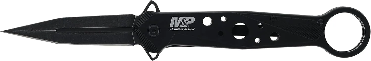 Smith&Wesson M&P Folding Spear Point Featuring 8Cr13MoV Stainless Steel And Ergonomic Finger Loop Designed For EDC And Quick Deployment