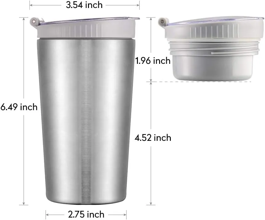 Snack tumbler with lid and straw, stainless steel insulated 2-in-1 travel coffee mug, water bottle with snack cup (Glitter Blush, 16 OZ)
